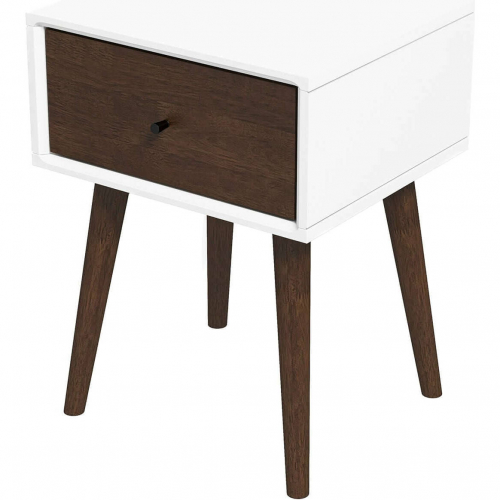 Avery 1 Drawer Nightstand in White Finish Wood