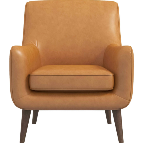 Alex Accent Lounge Arm Chair Tan Leather & Wood