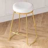 Jane 26" Counter Stool in Ivory Boucle Fabric & Gold Metal