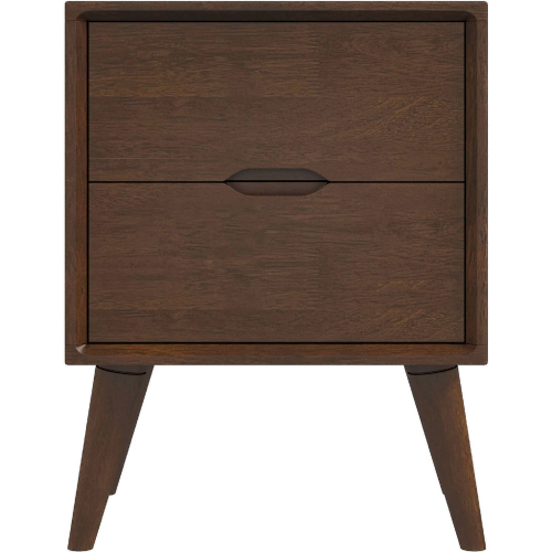 Alexandra 2 Drawer Nightstand in Walnut Finish Wood