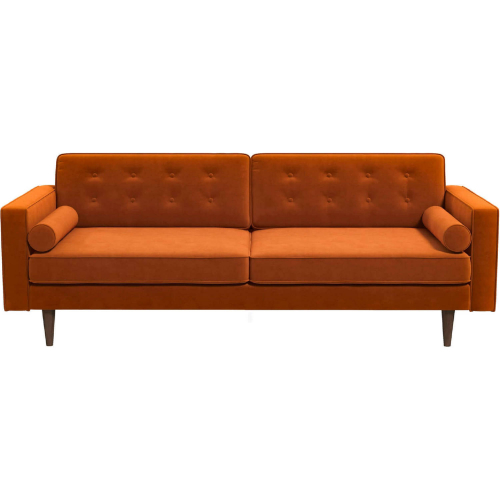 Casey Sofa in Tufted Burnt Orange Velvet