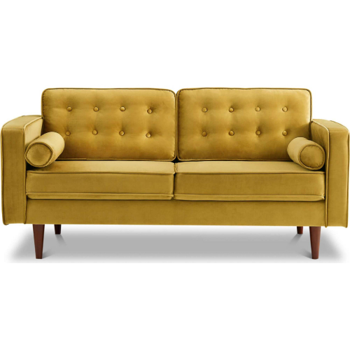 Casey Loveseat in Tufted Yellow Velvet