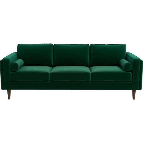 Amber Sofa in Dark Green Velvet & Wood