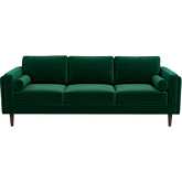 Amber Sofa in Dark Green Velvet & Wood