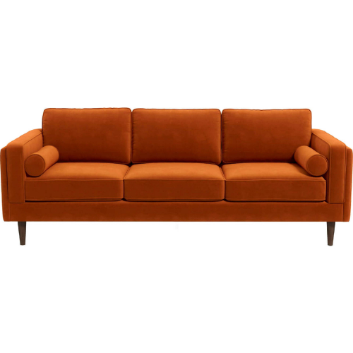 Amber Sofa in Burnt Orange Velvet & Wood