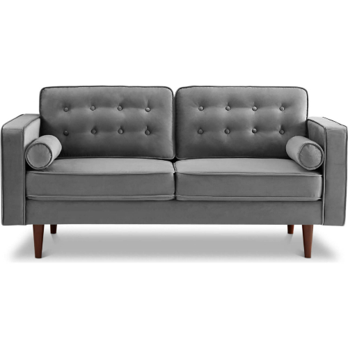 Casey Loveseat in Tufted Grey Velvet