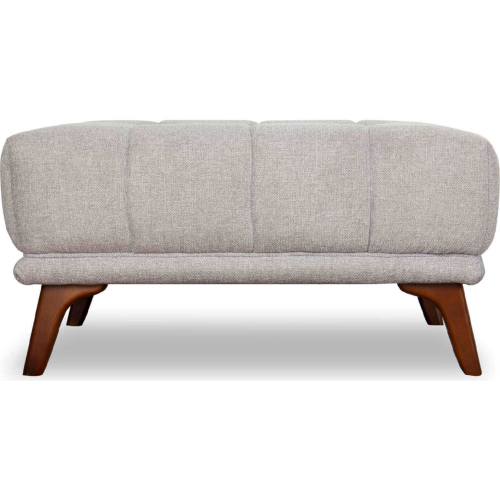 Addison Square Ottoman in Tufted Light Grey Linen & Wood