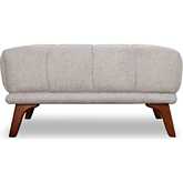 Addison Square Ottoman in Tufted Light Grey Linen & Wood