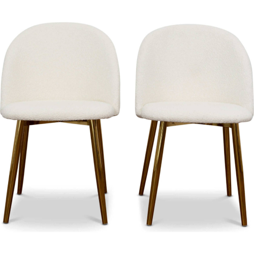 Marion Dining Chair in Cream Boucle Fabric & Gold (Set of 2)