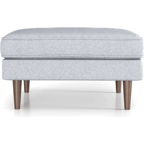 Amber Square Ottoman in Light Grey Linen & Wood