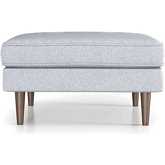 Amber Square Ottoman in Light Grey Linen & Wood