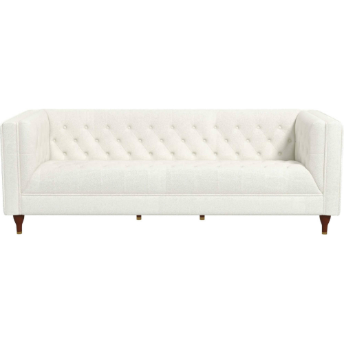 Evelyn Chesterfield Sofa in Tufted Beige Boucle Fabric