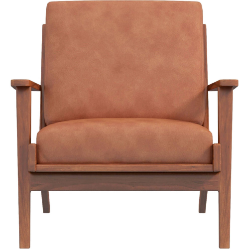 Connor Accent Lounge Chair in Tan Leather & Wood