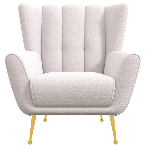 Gianna Accent Armchair in Channel Tufted Cream French Boucle & Gold