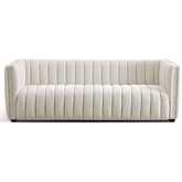 April Tight Back Sofa in Vertical Channel Tufted Beige Boucle Fabric