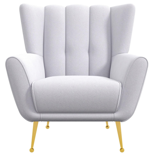 Gianna Accent Armchair in Channel Tufted Grey French Boucle & Gold