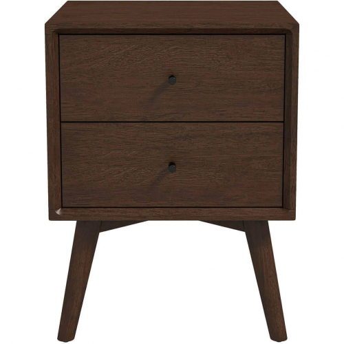 Caroline 2 Drawer Nightstand in Walnut Finish Wood