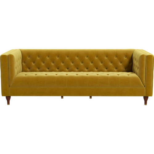 Evelyn Chesterfield Sofa in Tufted Yellow Velvet