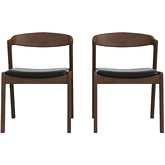 Dakota Dining Chair in Black Leather & Wood (Set of 2)