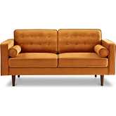 Casey Loveseat in Tufted Burnt Orange Velvet