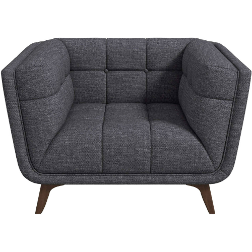 Addison Accent Lounge Chair in Tufted Seaside Grey Linen & Wood