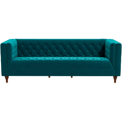 Evelyn Chesterfield Sofa in Tufted Teal Velvet