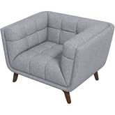 Addison Accent Lounge Chair in Tufted Light Grey Fabric & Wood