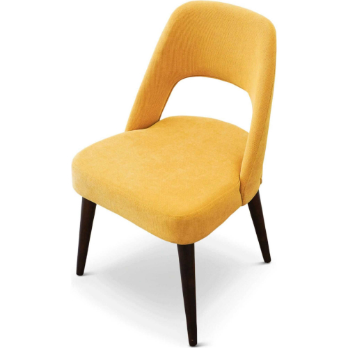 Juliana Dining Chair in Yellow Fabric & Wood (Set of 2)