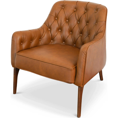 Joshua Accent Lounge Chair in Tufted Tan Leather