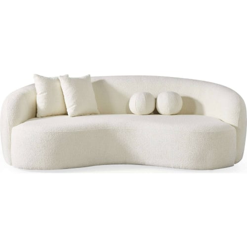 Drake Curvy Sofa in Ivory Boucle Fabric