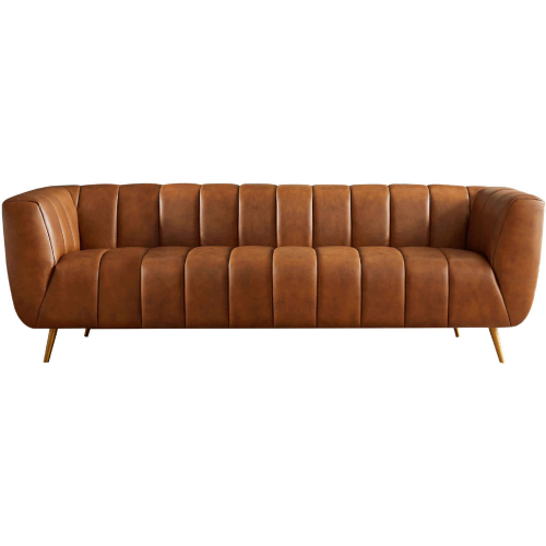 Ava Sofa in Channel Tufted Tan Italian Leather