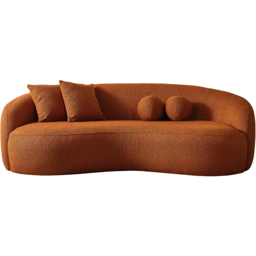 Drake Curvy Sofa in Orange Boucle Fabric