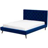 Dillon King Platform Bed in Tufted Blue Velvet