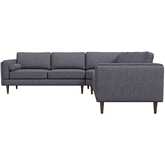 Amber Corner Sectional Sofa in Grey Fabric & Wood