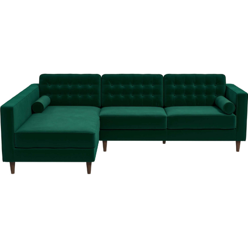 Christian Sectional Sofa w/ Left Facing Chaise in Green Velvet