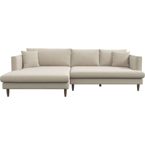 Blake L Shaped Sectional Sofa w/ Left Facing Chaise in Cream Velvet