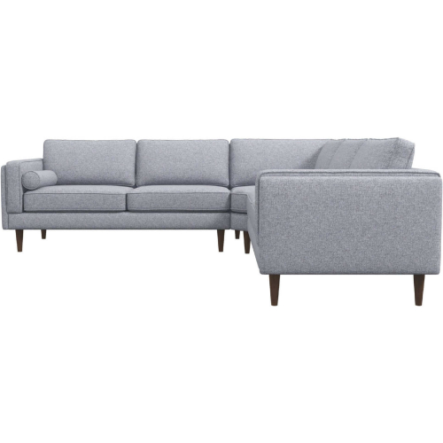 Amber Corner Sectional Sofa in Light Grey Fabric & Wood