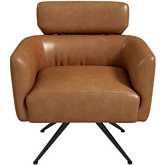 Camila Swivel Accent Lounge Chair in Tan Leather