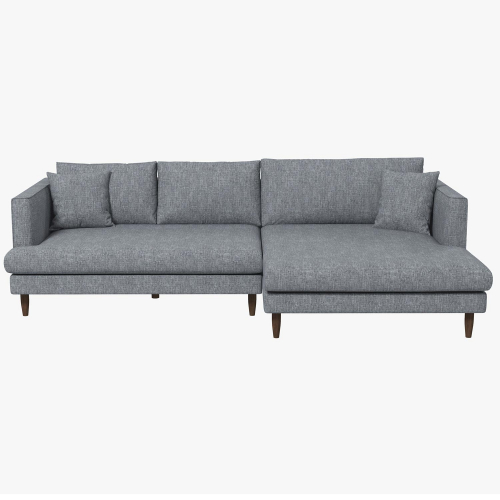 Blake L Shaped Sectional Sofa with Right Facing Chaise in Grey Linen