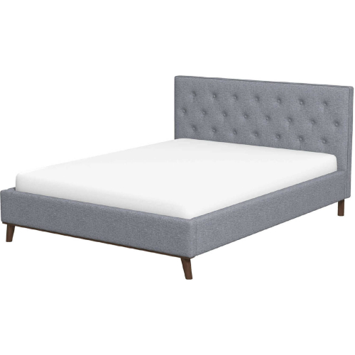 Graceville Queen Platform Bed in Tufted Grey Fabric