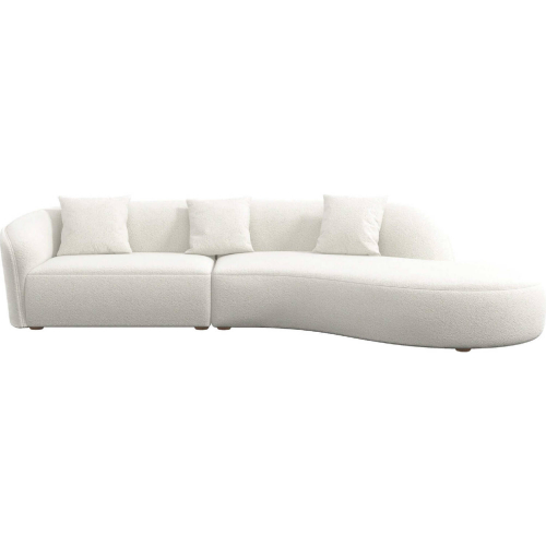 Elijah 126" Curvy Sectional Sofa in Ivory Fabric