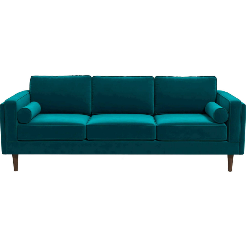 Amber Sofa in Teal Velvet & Wood