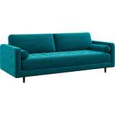 Anthony Sofa in Tufted Teal Velvet & Wood