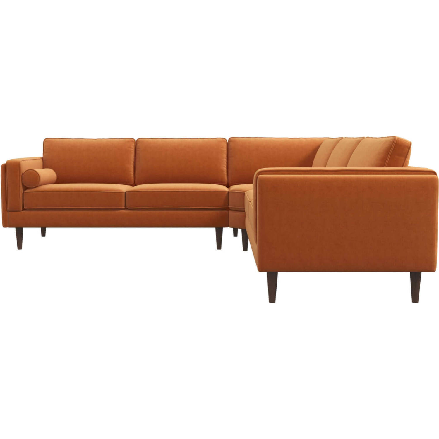 Ashcroft CSC00300301 Amber Corner Sectional Sofa in Orange Velvet & Wood