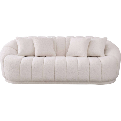 Maximilian Sofa in Vertical Channel Tufted White Boucle Fabric