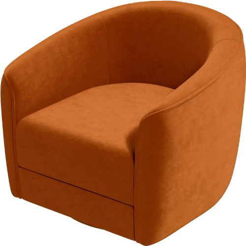 Elise Swivel Accent Chair in Burnt Orange Velvet