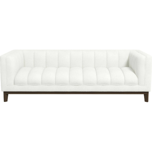 Melissa Sofa in Vertical Channel Tufted White Boucle Fabric