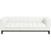 Melissa Sofa in Vertical Channel Tufted White Boucle Fabric