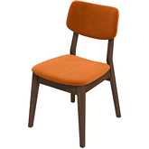 Mid Century Solid Back Dining Chair in Burnt Orange Velvet & Wood (Set of 2)