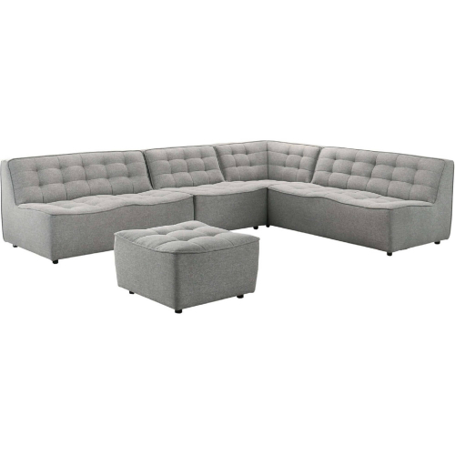 Selen Corner Sectional Sofa in Tufted Light Grey Linen